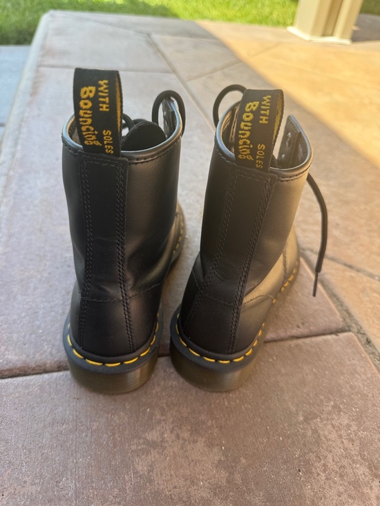 Dr. Martens Black Leather 8-Eye Boots with Yellow Stitching - Picture 4 of 6